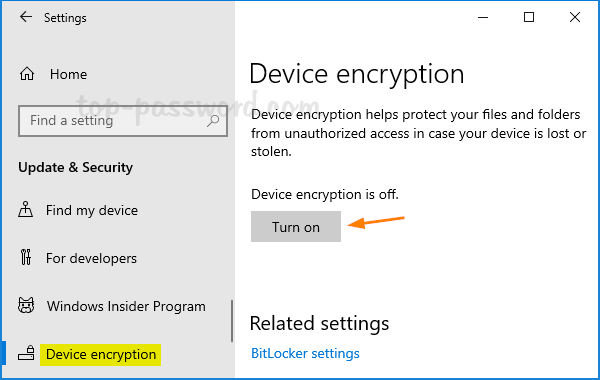 Device Encryption in Windows 10